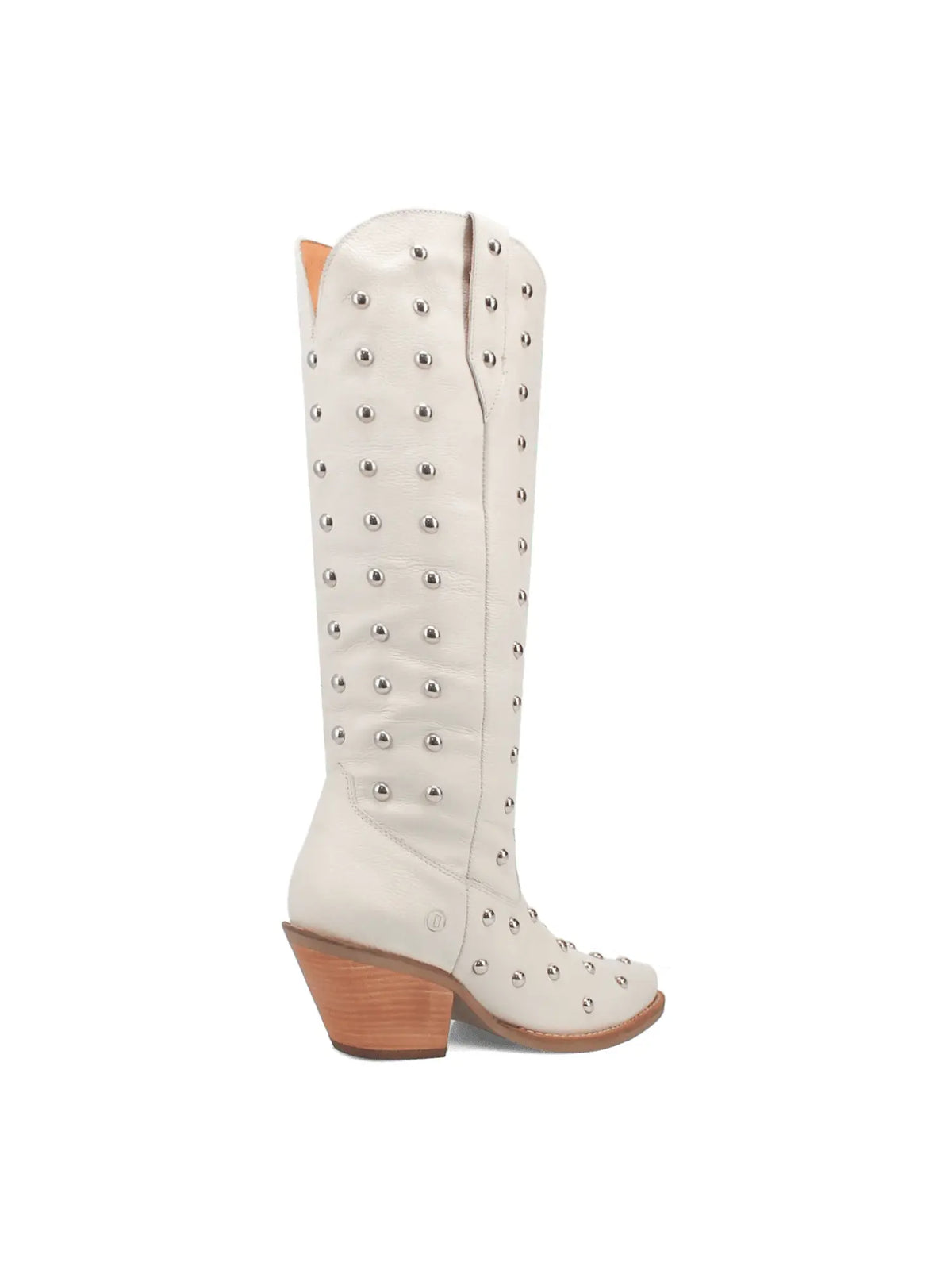 Dingo1969 Broadway Bunny Tall White Leather Stud Boot for Tennessee Vols Game Day