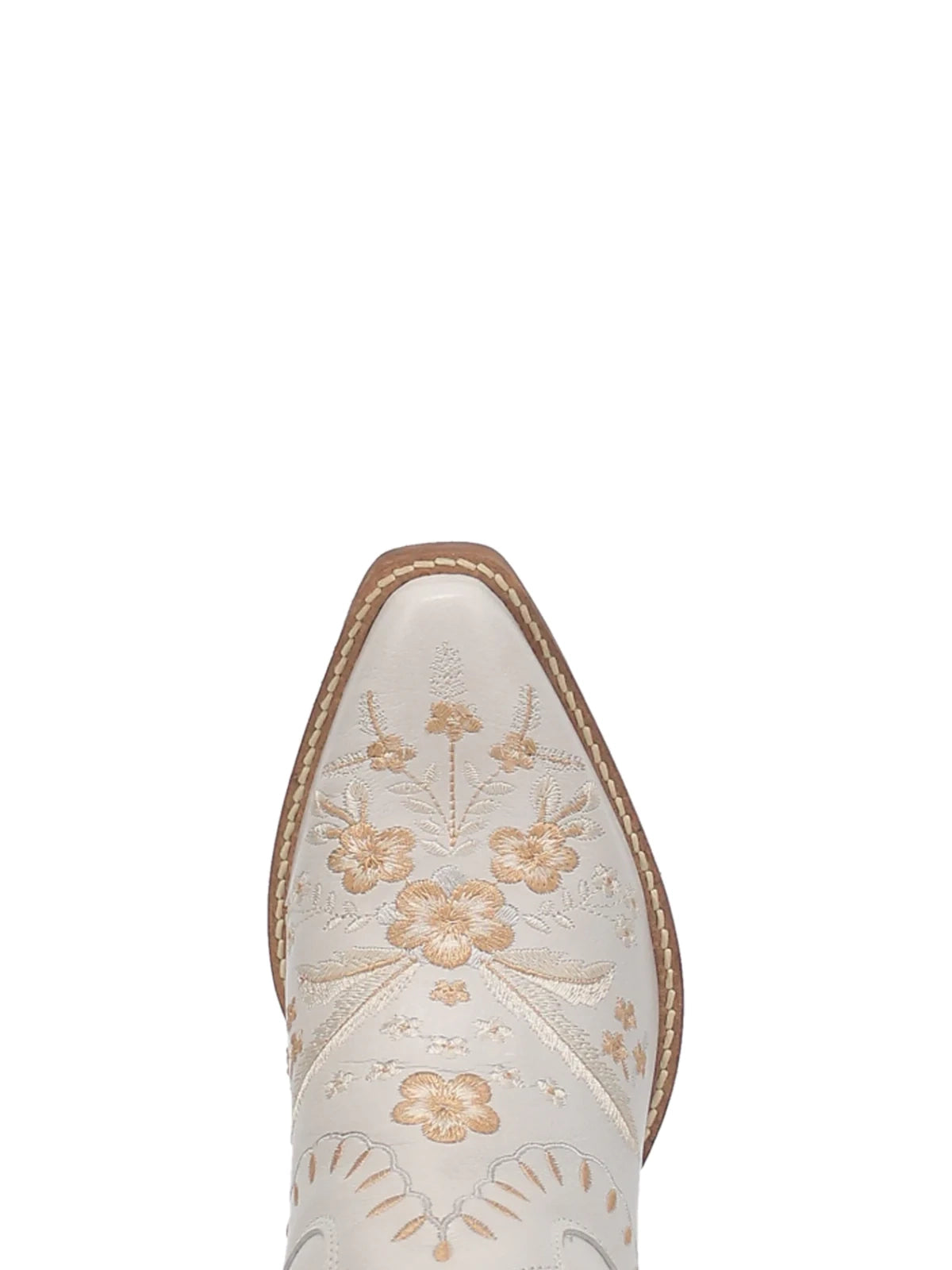 dingo 1969 primrose leather booties with embroidered flowers in white