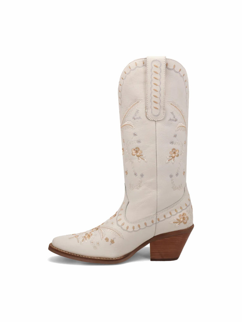 Dingo1969 Full Bloom Leather Boot white