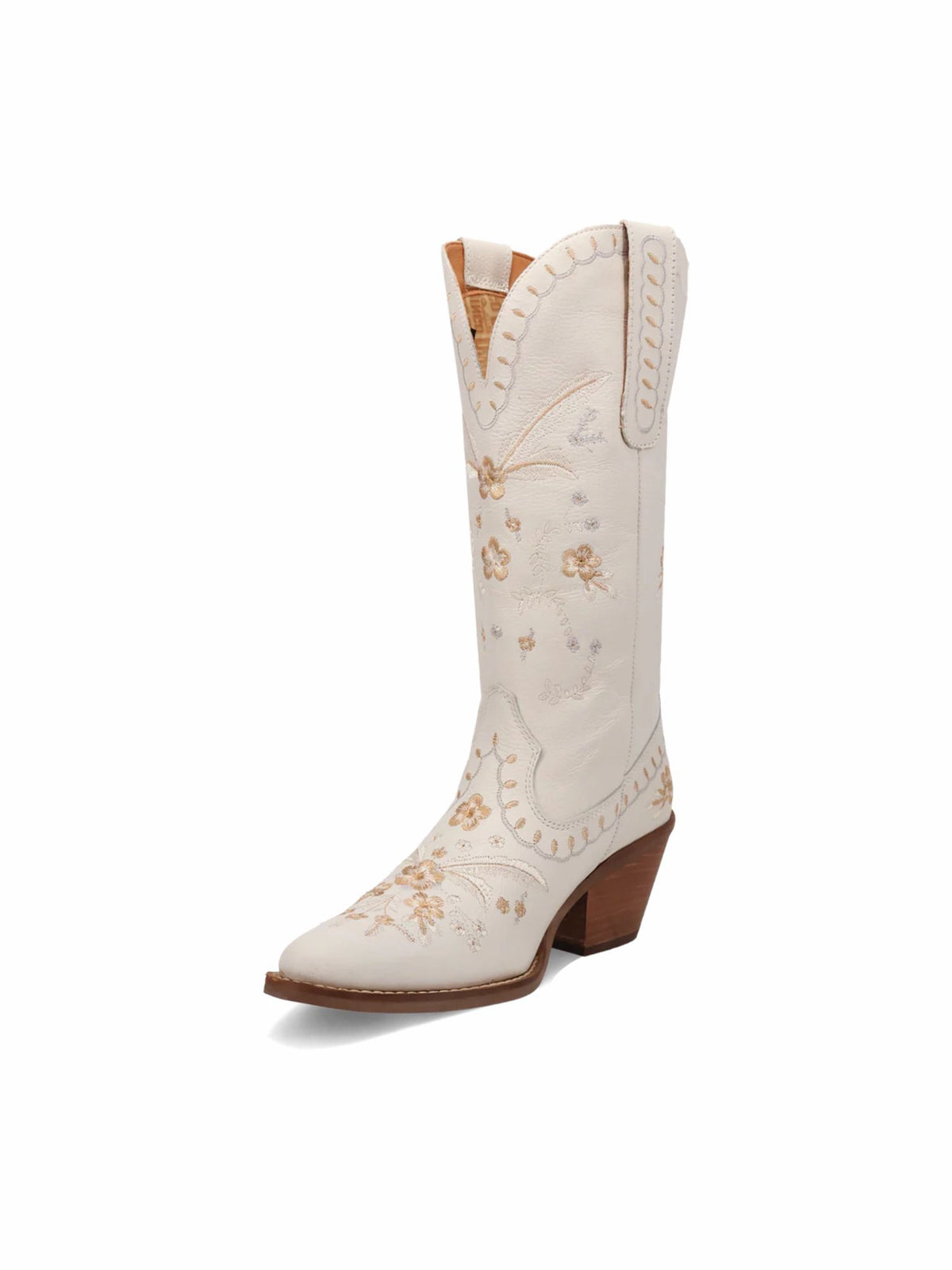 Dingo1969 Full Bloom Leather Boot white