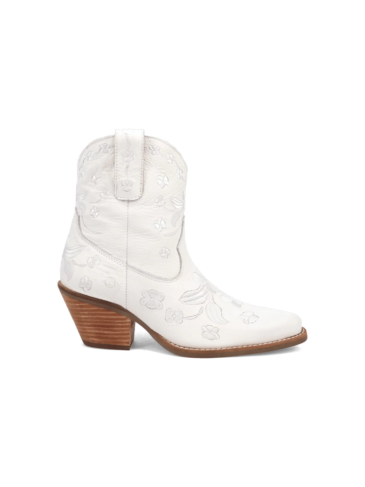 Ding1969 Sweetheart Floral Bootie White Leather