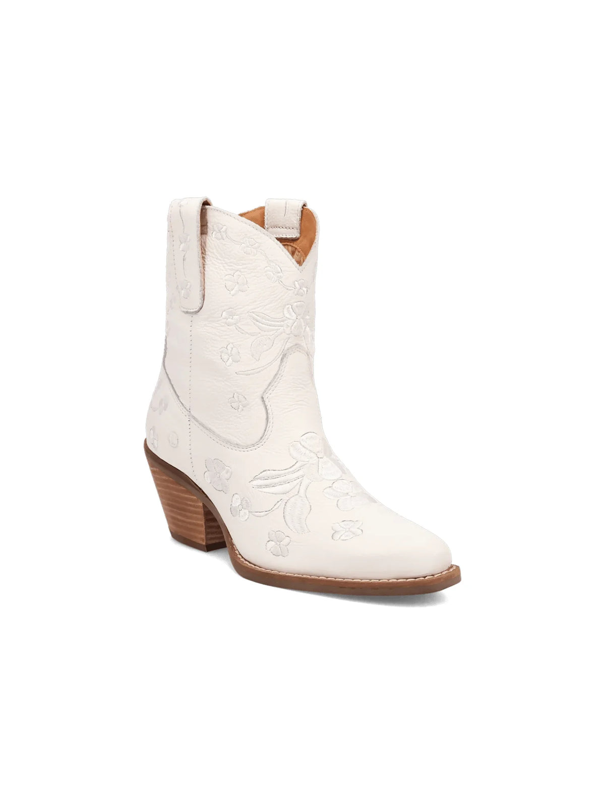 Ding1969 Sweetheart Floral Bootie White Leather