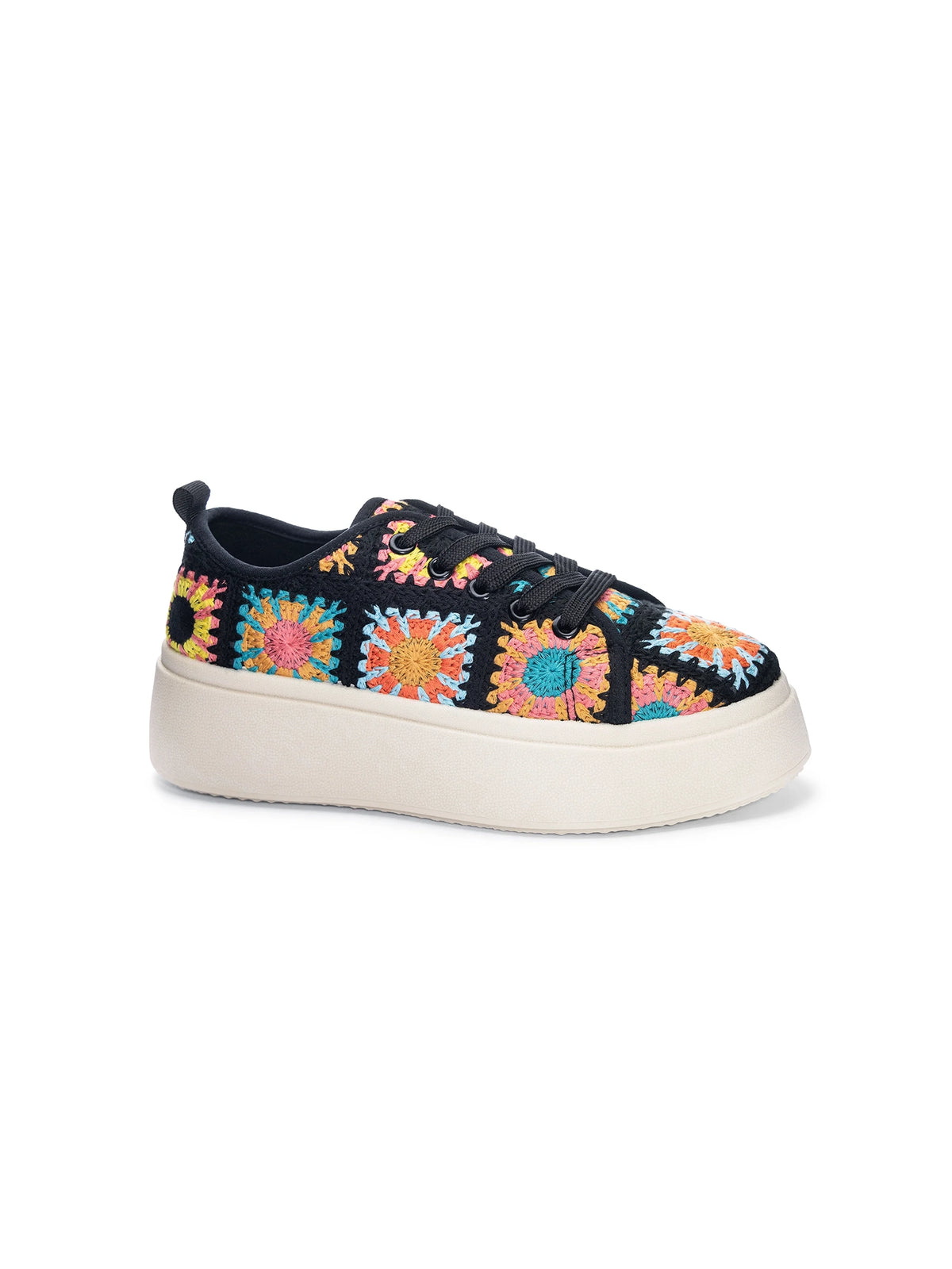 dirty laundry rambling crochets sneakers in black multi