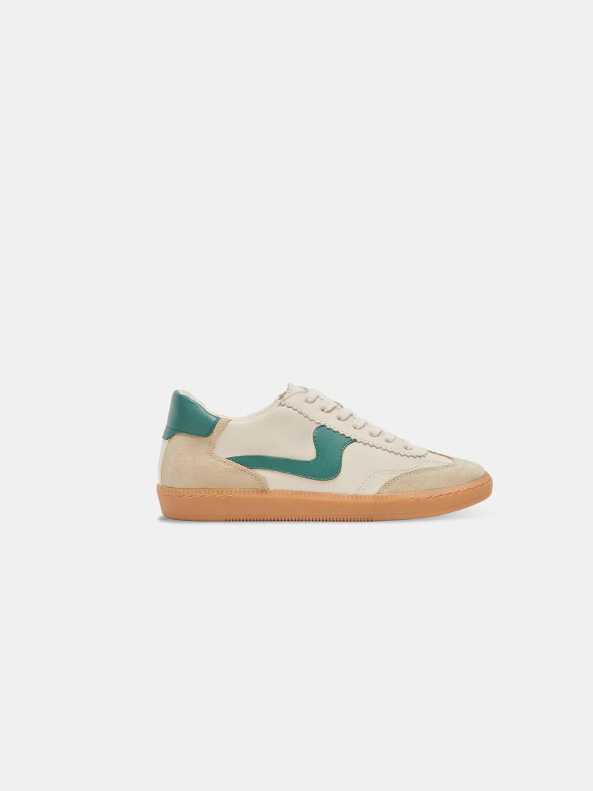 dole vita leather notice sneakers in white and green-side