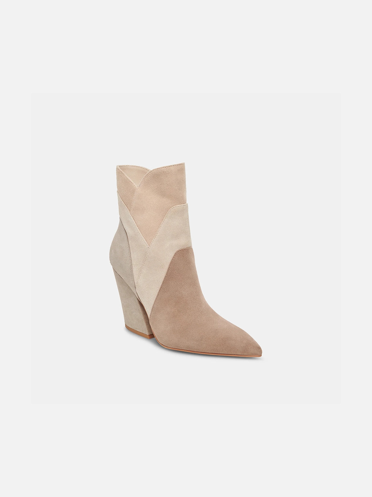 dolce vita neena booties in taupe multi suede