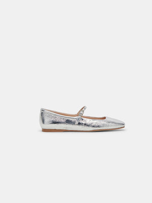 dolce vita reyes leather ballet flats in silver distress-side
