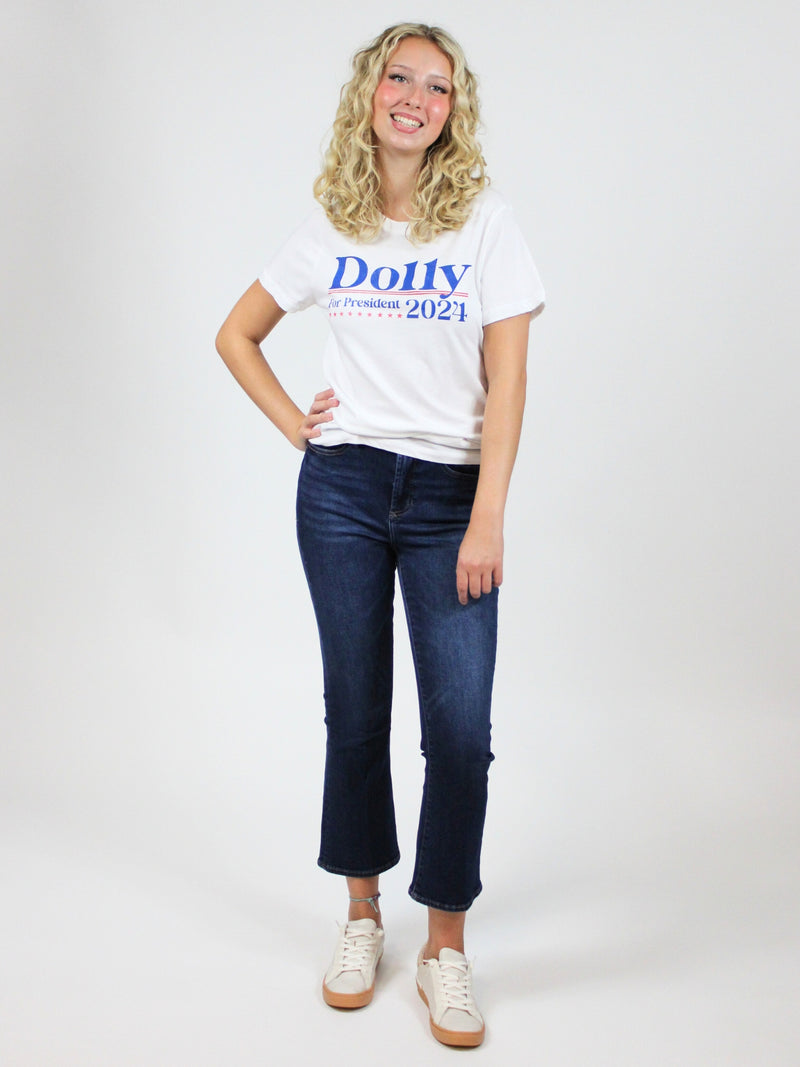 dolly parton for president white graphic tee front full view