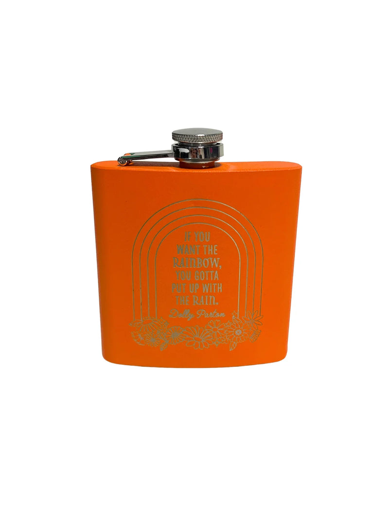 Dolly Parton Rainbow Hip Flask 6oz Orange