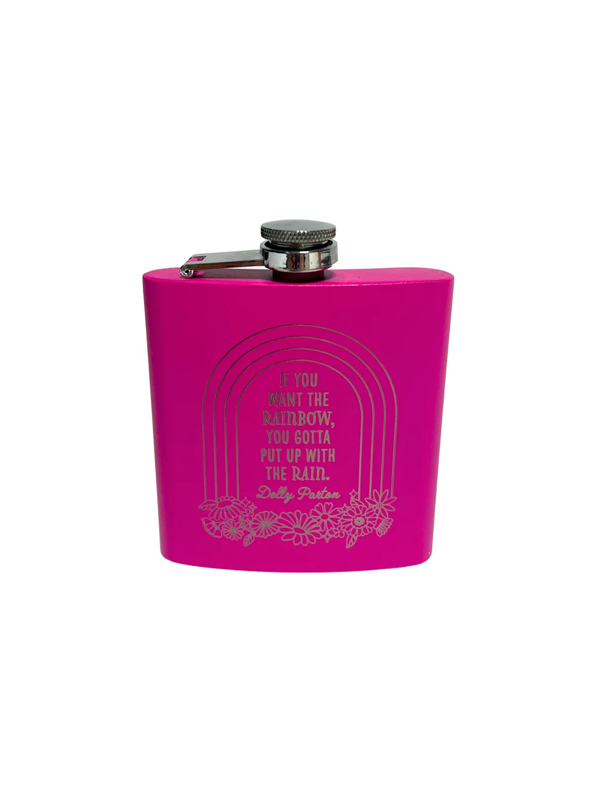 Dolly Parton Rainbow Hip Flask 6oz Pink
