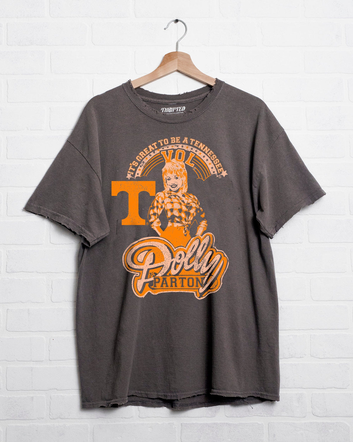 livylu dolly parton great to be a tennessee vol graphic tee in charcoal