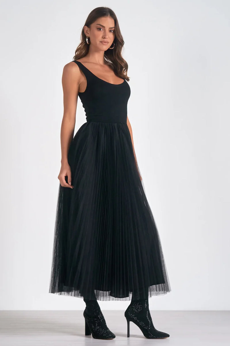 Tank Tulle Dress in black-front