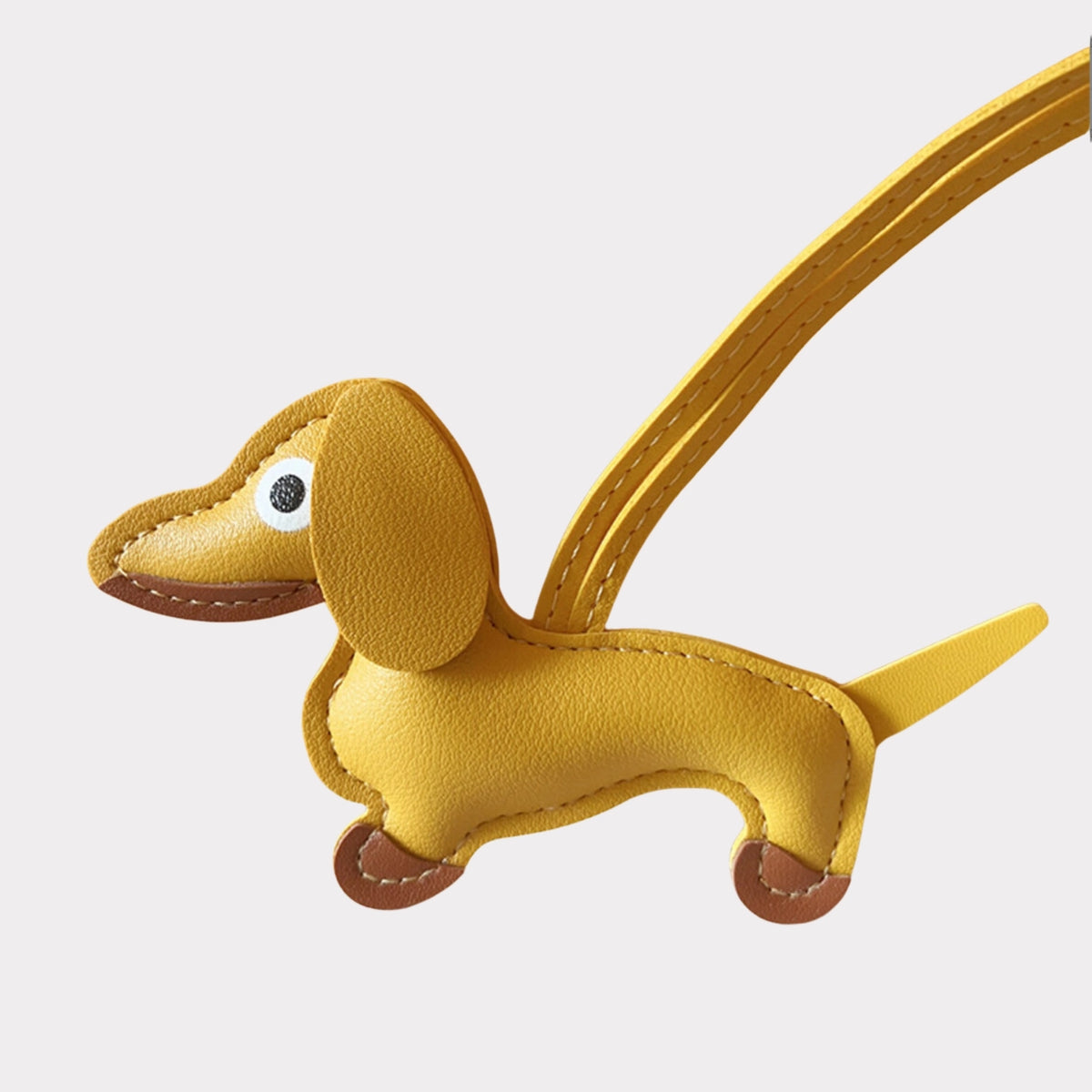 Dachshund Leather Bag Charm Purse Accessory Yellow