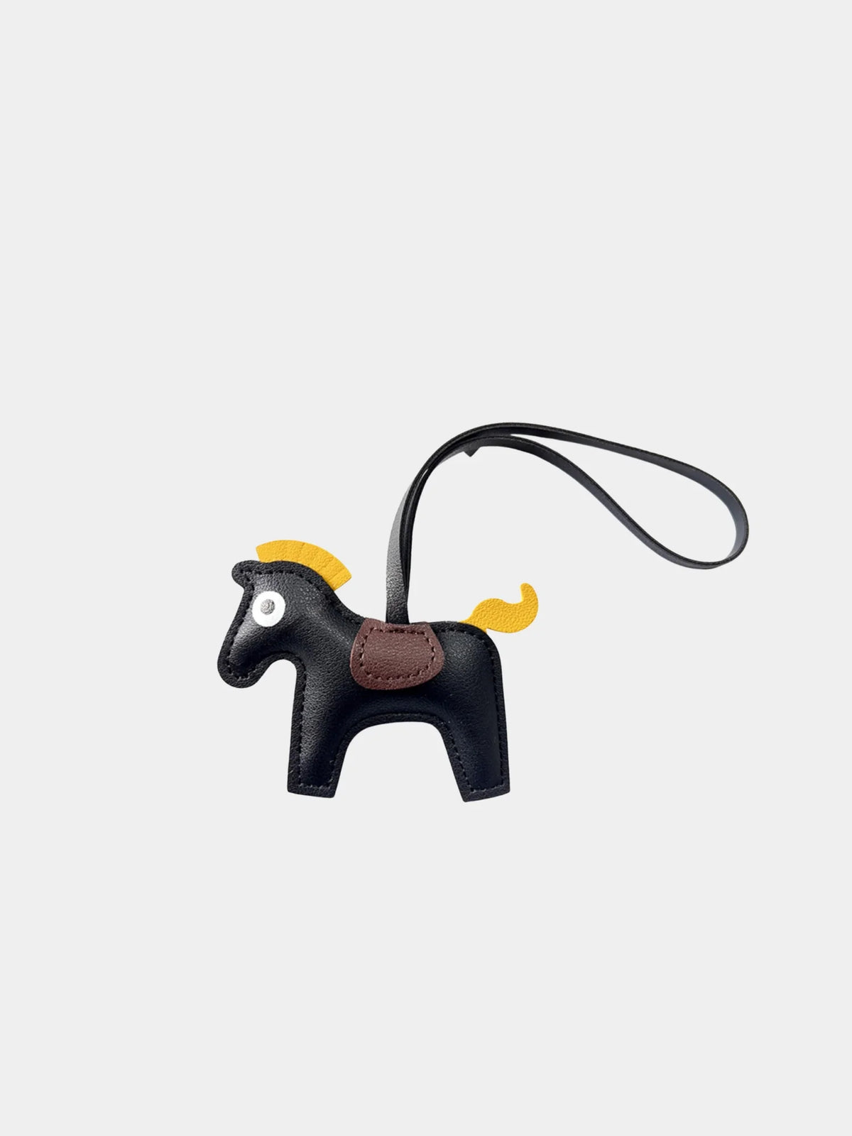 Mini Horse Vegan Faux Leather Bag Charm Black