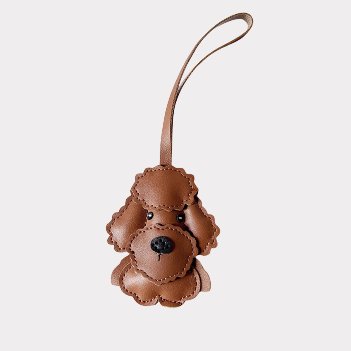 Brown Leather Poodle Dog Bag Charm