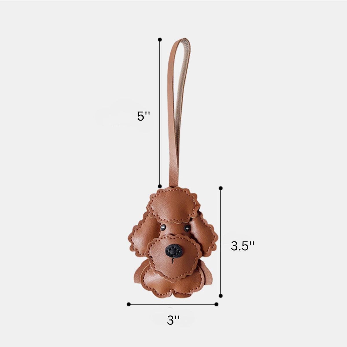 Brown Leather Poodle Dog Bag Charm