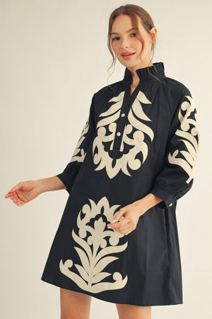 Baroque Floral Applique Dress