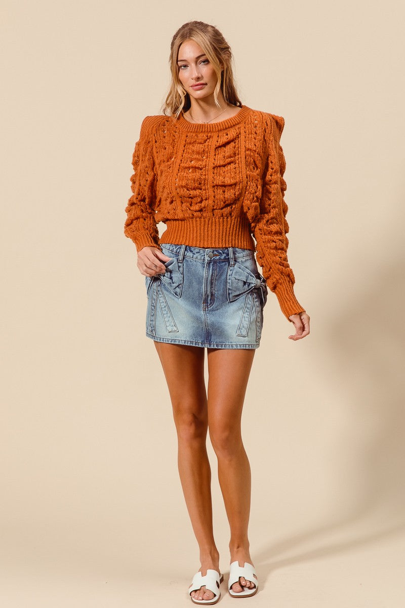 Bow Pocket Denim Mini Skirt