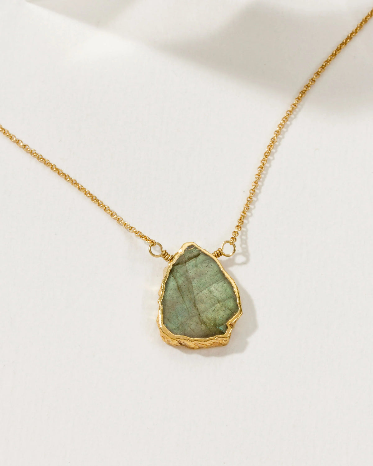 earth wind and fire necklace in 14kt gold plated brass and labradorite by luna norte jewelry