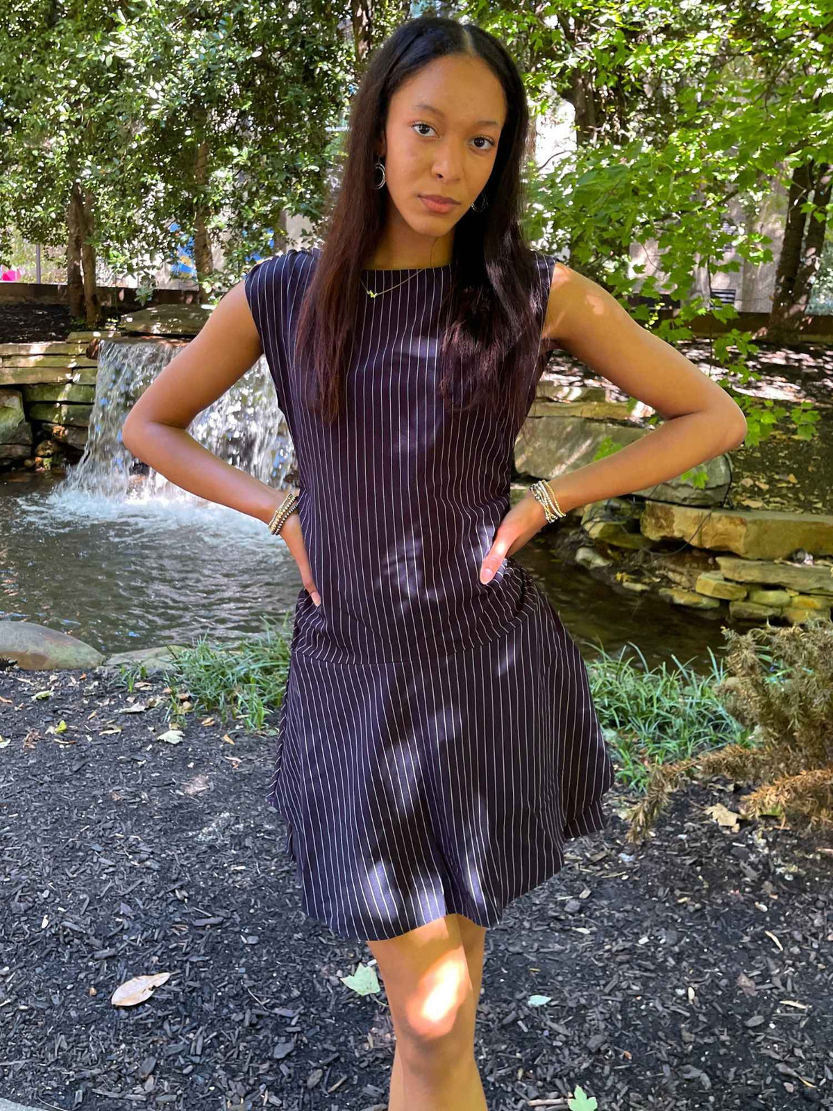 East Gate Pinstripe Mini Dress