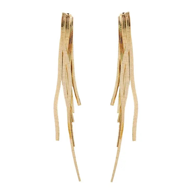 Skinny Gold Cascading Tassel Earrings