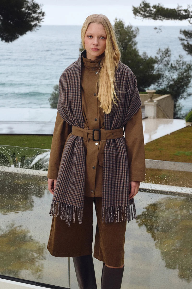Molly Bracken Checked Fringe Scarf