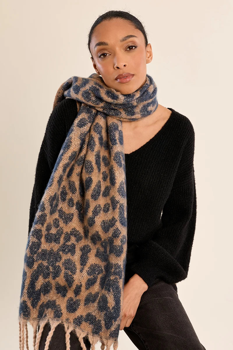 Molly Bracken Leopard Fringe Scarf