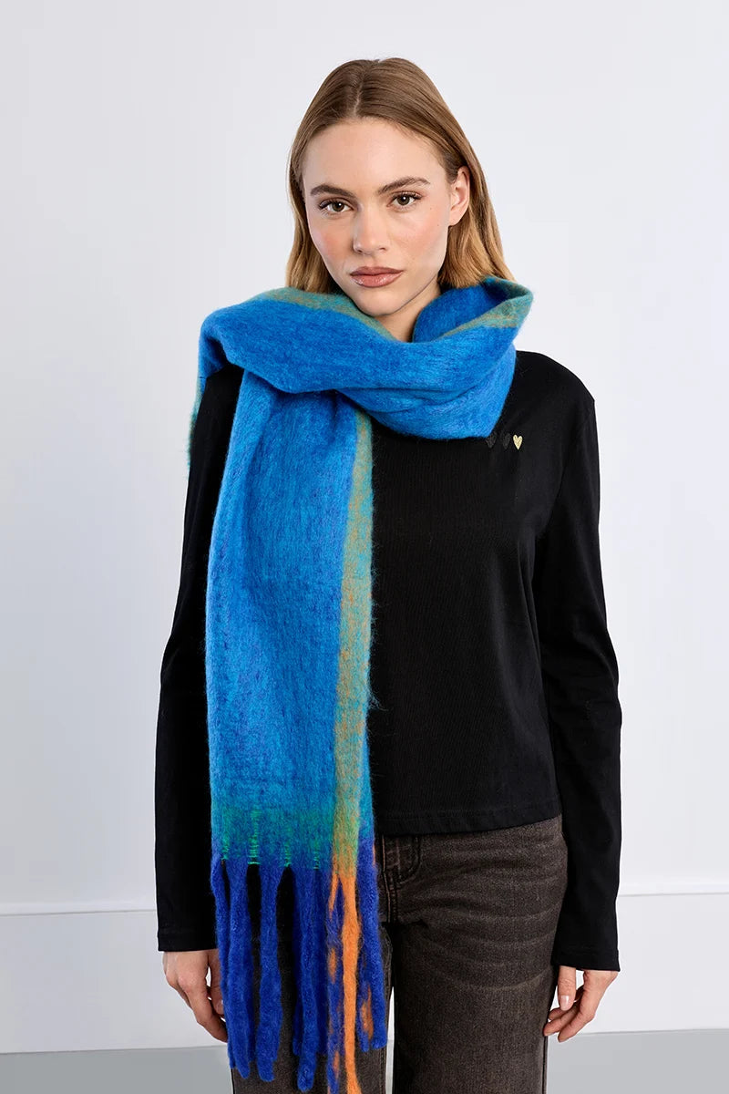 Molly Bracken Colorblock Reversible Fringe Scarf