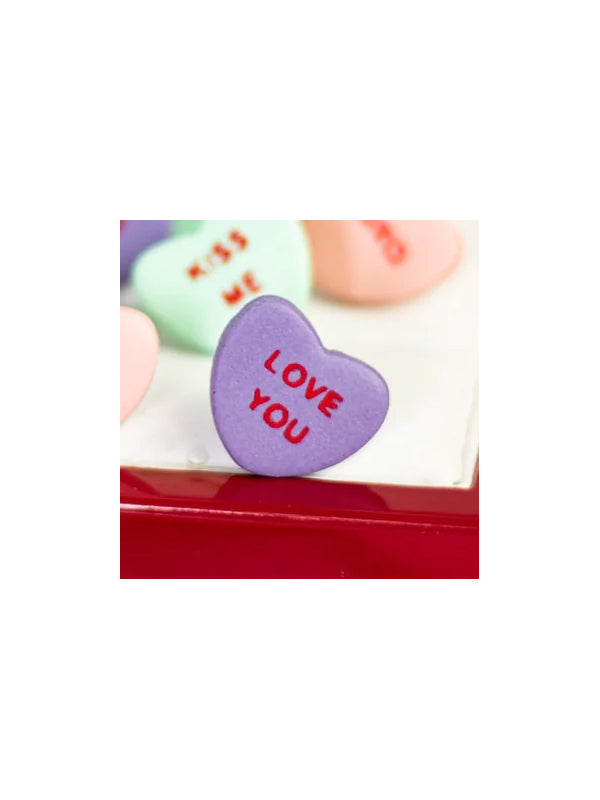 Candy Heart Studs Love You Purple