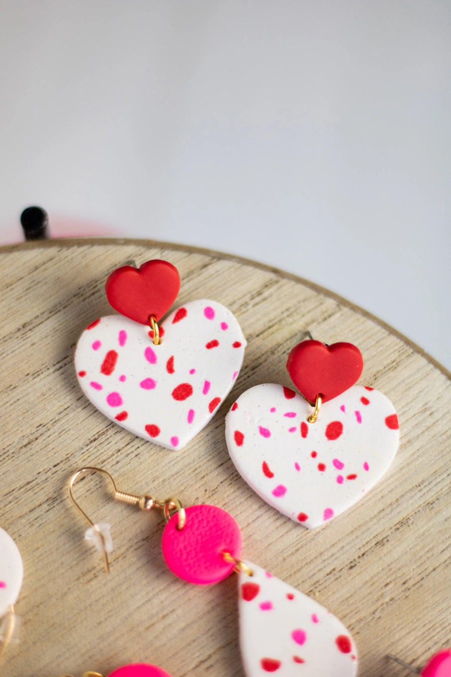 Terrazzo Red Heart Dangles