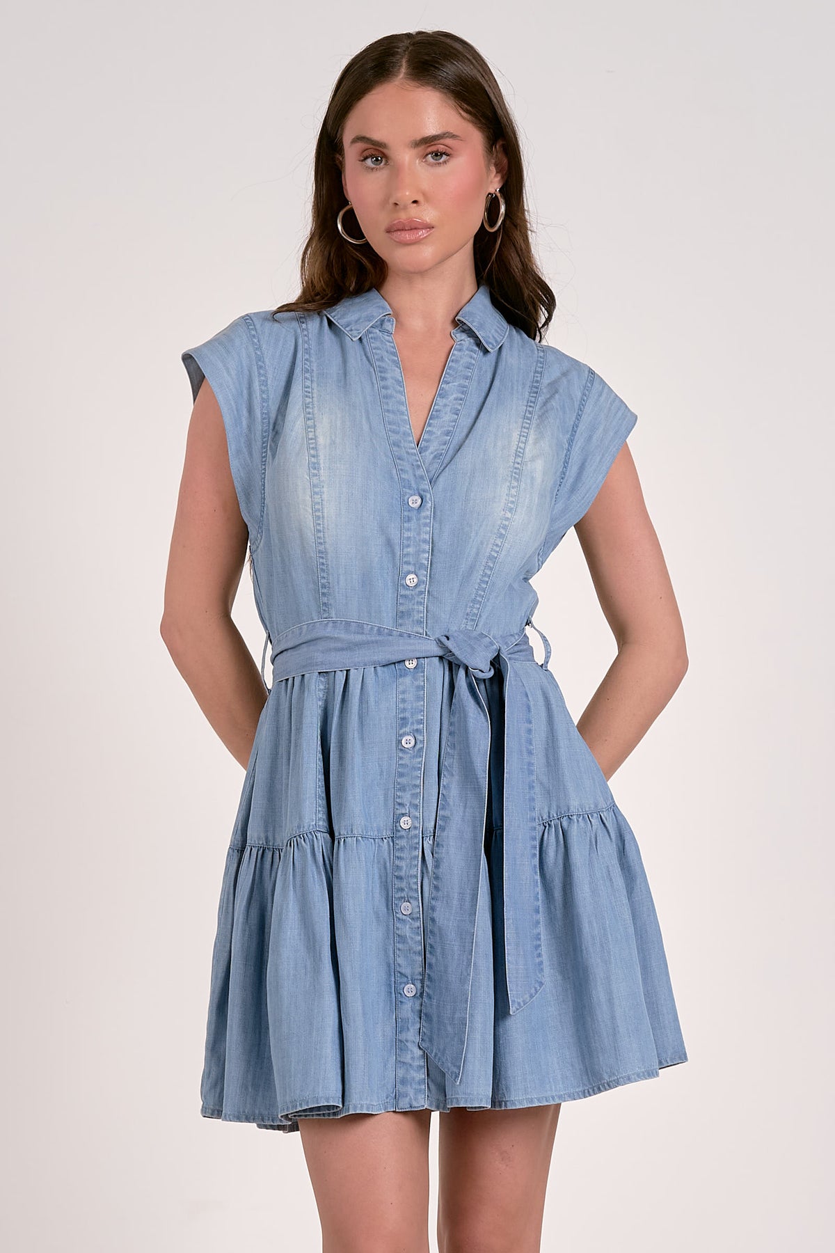 Denim Sleeveless Button Dress