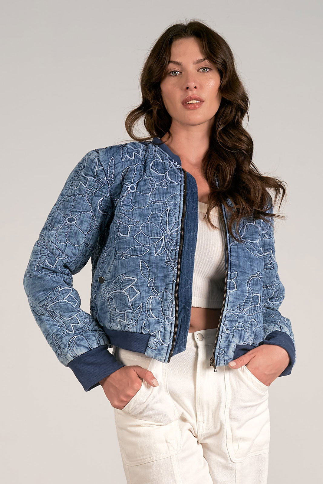 Floral Quilted Bomber Jacket