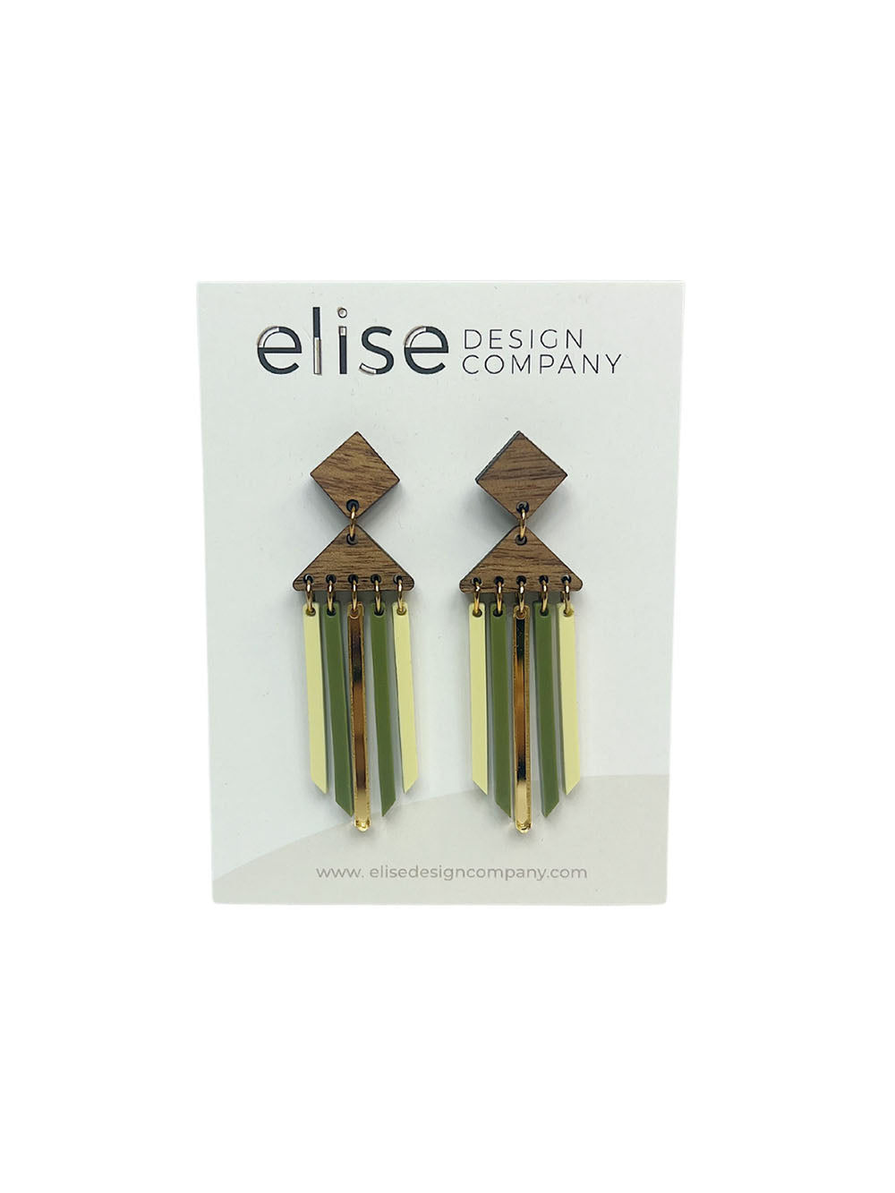 Elise Design Company Fringe Drop Earrings Olive