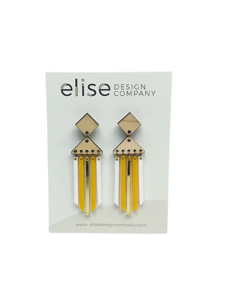 Elise Design Company Fringe Drop Earrings Orange White