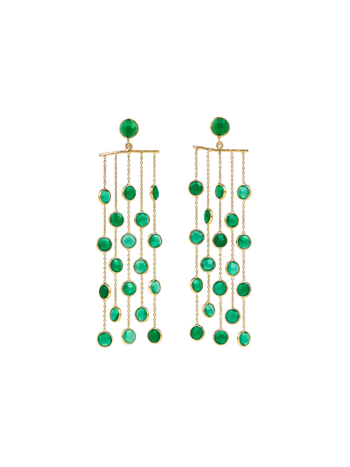 Multi Strand Chandelier Earrings in green onyx