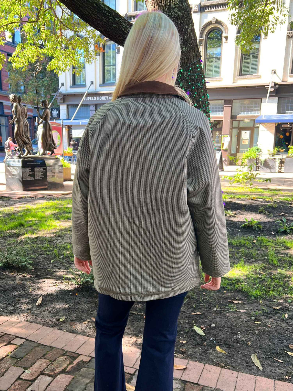 Emei Cord Collar Plaid Jacket