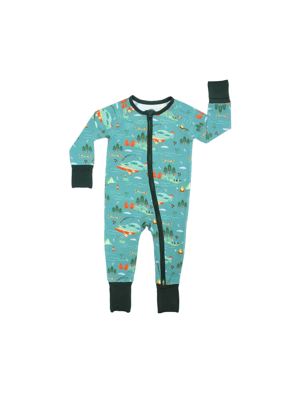 Emerson and Friends Jump in the Lake Baby Bamboo Convertible Zip Pajama Onesie