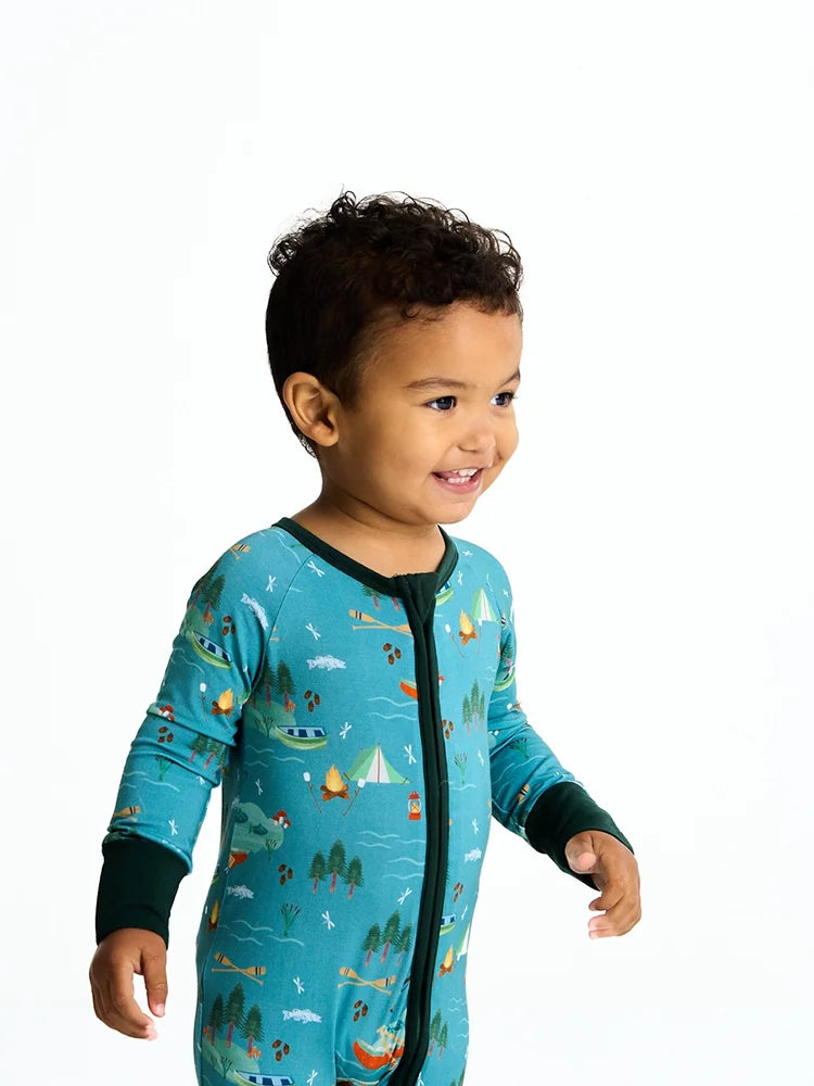 Emerson and Friends Jump in the Lake Baby Bamboo Convertible Zip Pajama Onesie