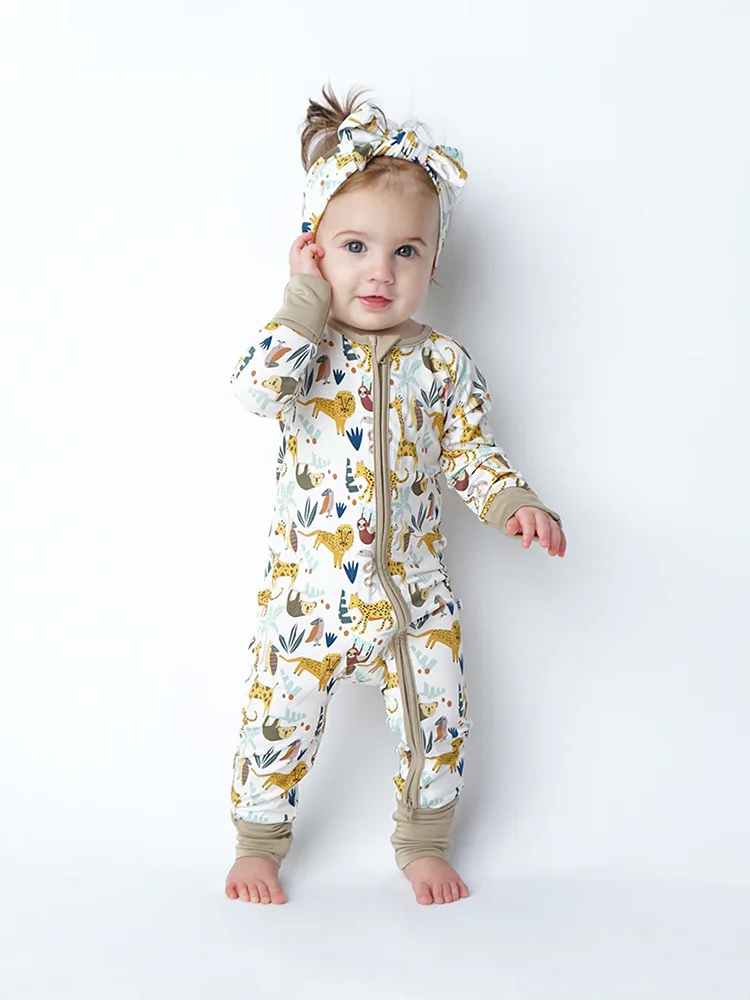 Emerson & Friends Jungle Friends Bamboo Zip Pajamas