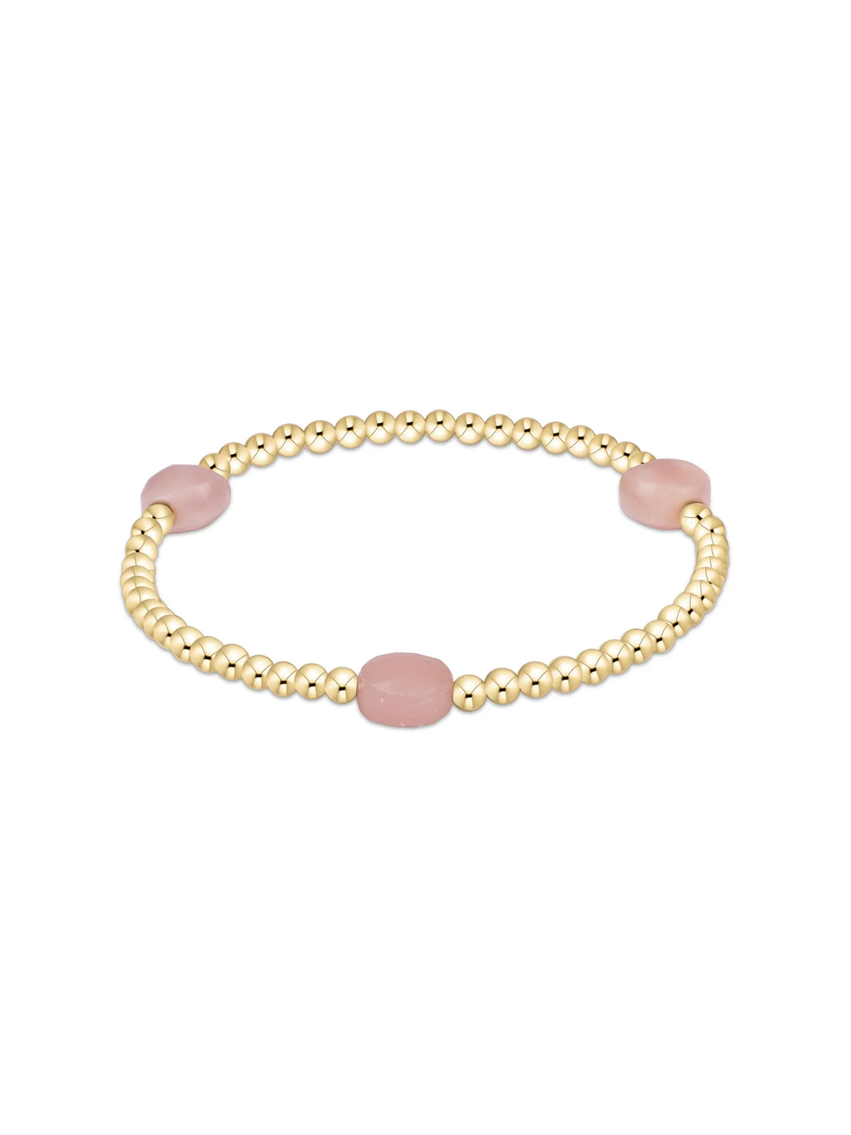 enewton Admire Gemstone 3mm Gold Bracelet - Pink Opal