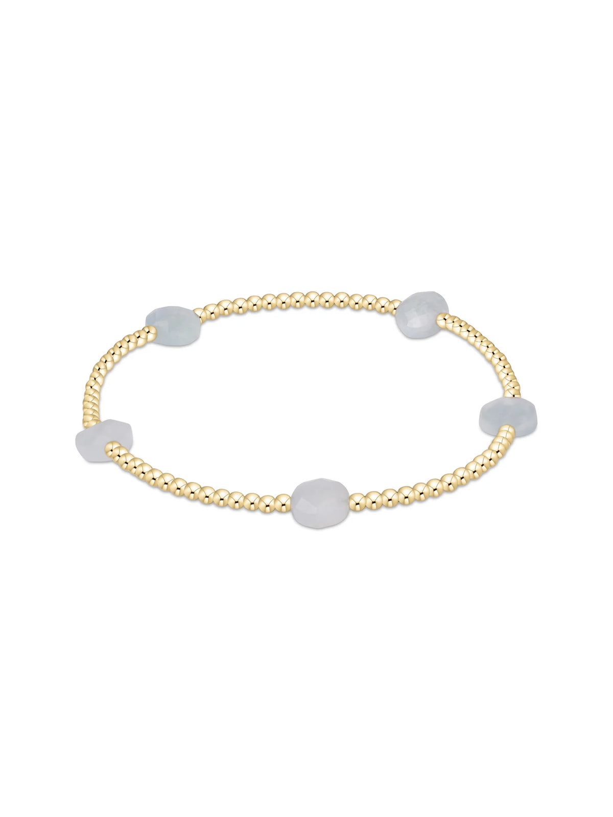 enewton Admire Small Gemstone 2mm Gold Bracelet - Aquamarine