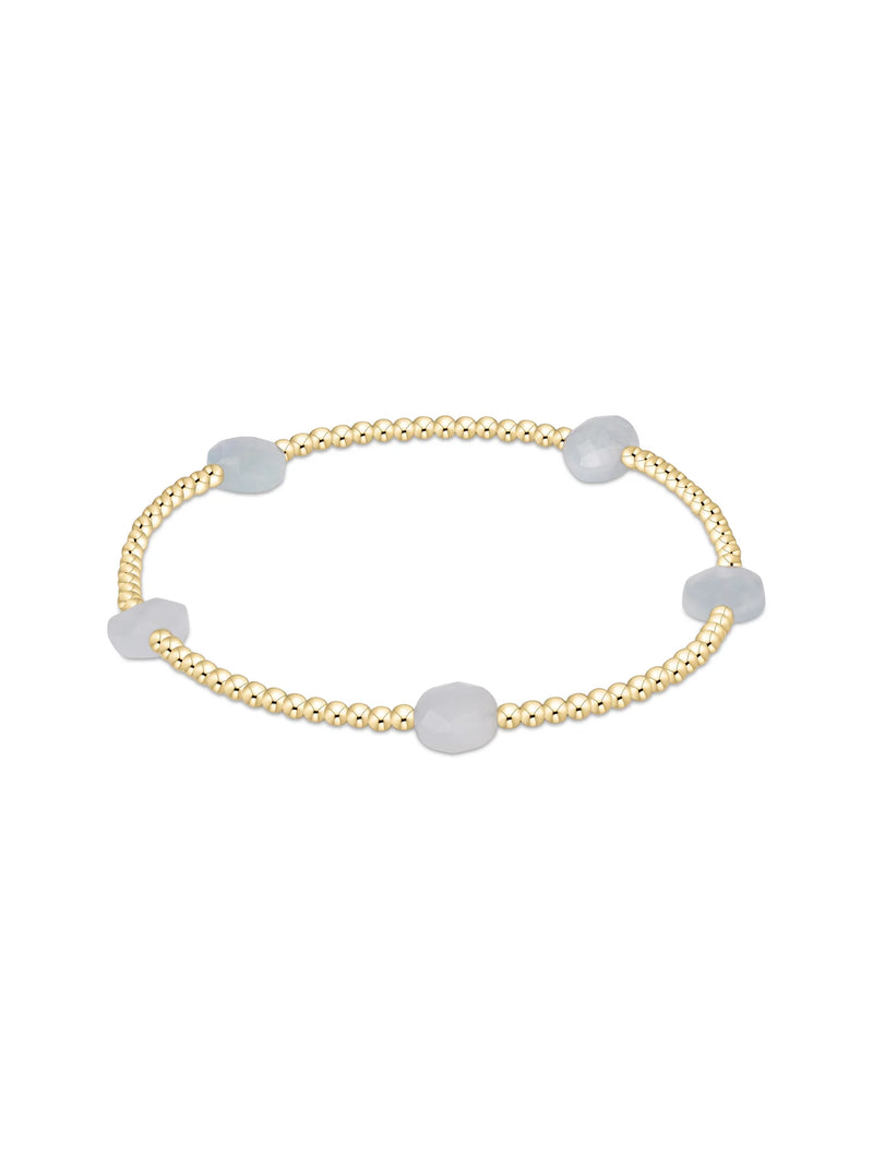 enewton Admire Small Gemstone 2mm Gold Bracelet - Aquamarine