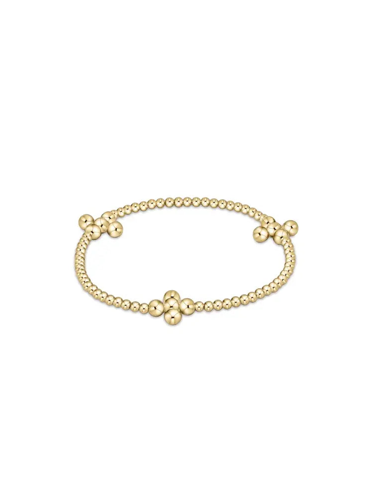 enewton Beaded 4mm Gold Signature Cross 2.5mm Gold Bracelet