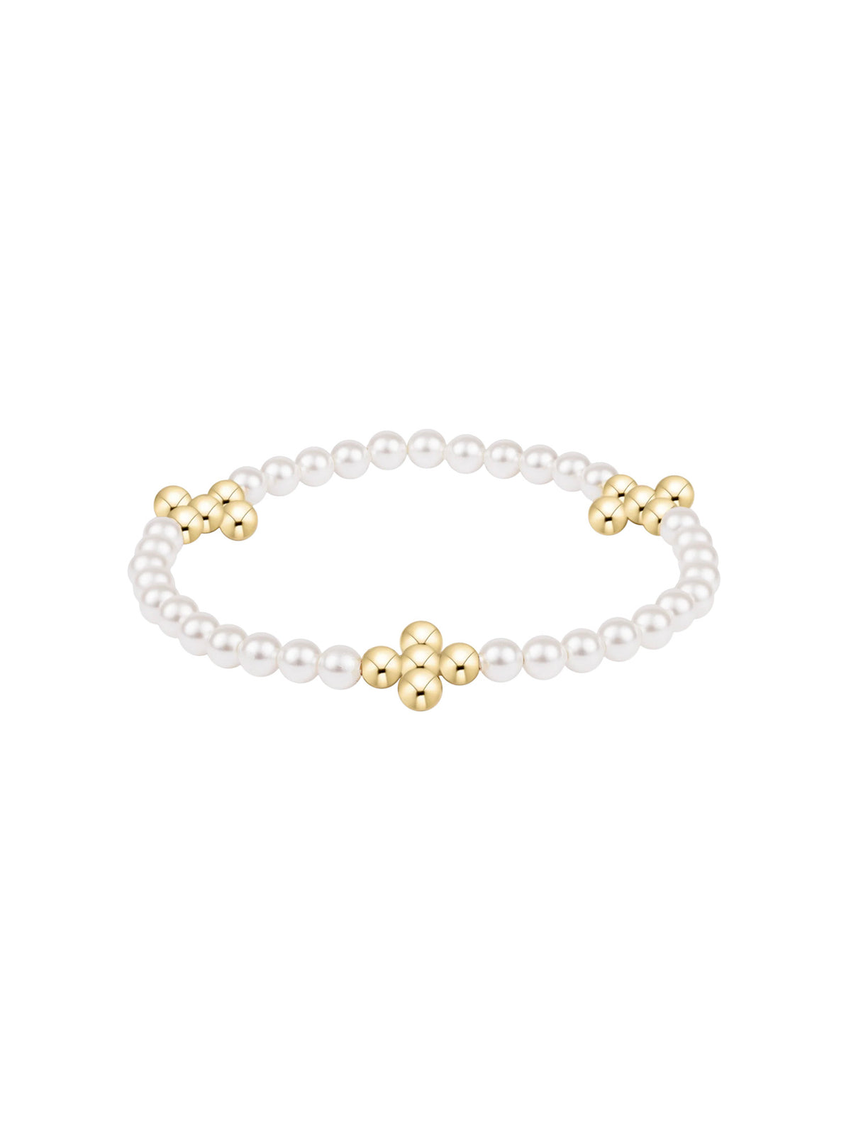 enewton Beaded 4mm Gold Signature Cross 4mm Pearl Bracelet