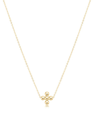 enewton 16" Classic Beaded Signature Cross Gold Necklace 4mm Bead Gold