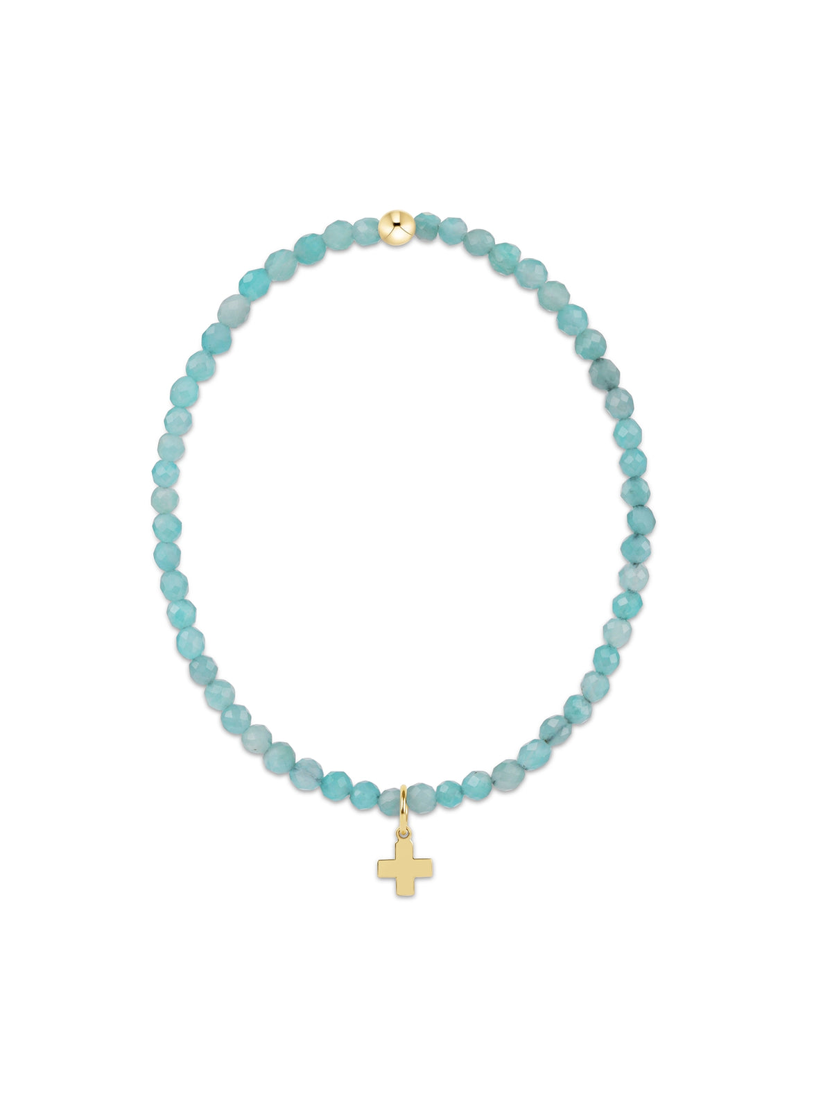 enewton Classic Amazonite 3mm Bracelet - Signature Cross Gold Charm