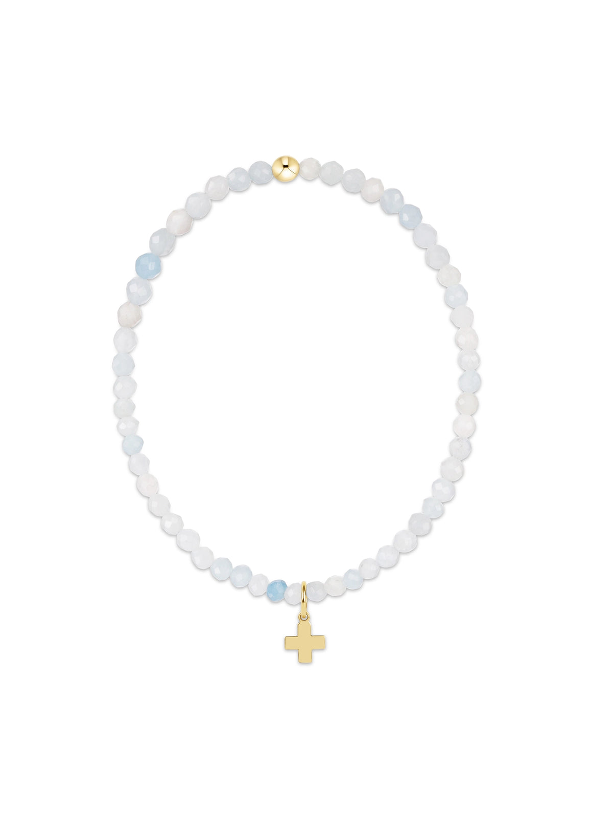 enewton Classic Aquamarine 3mm Bracelet - Signature Cross Gold Charm