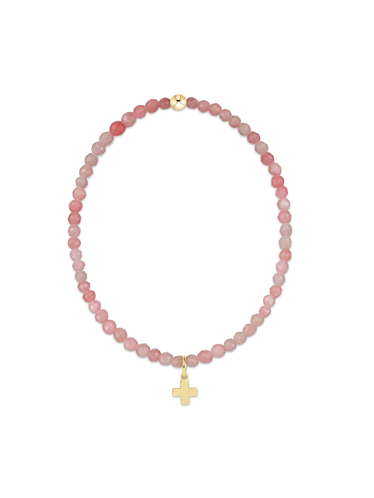 enewton Classic Pink Opal 3mm Bracelet - Signature Cross Gold Charm