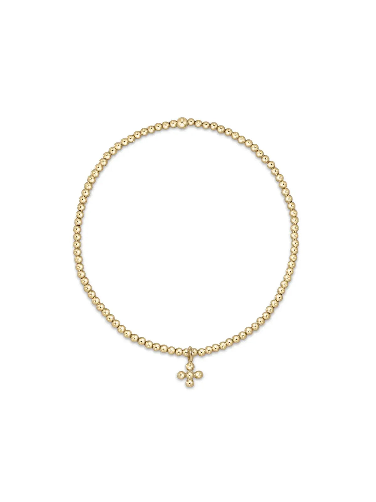 enewton Classic Gold 2mm Bead Bracelet Classic Beaded Signature Cross Small Gold Charm 14 Gold-Filled