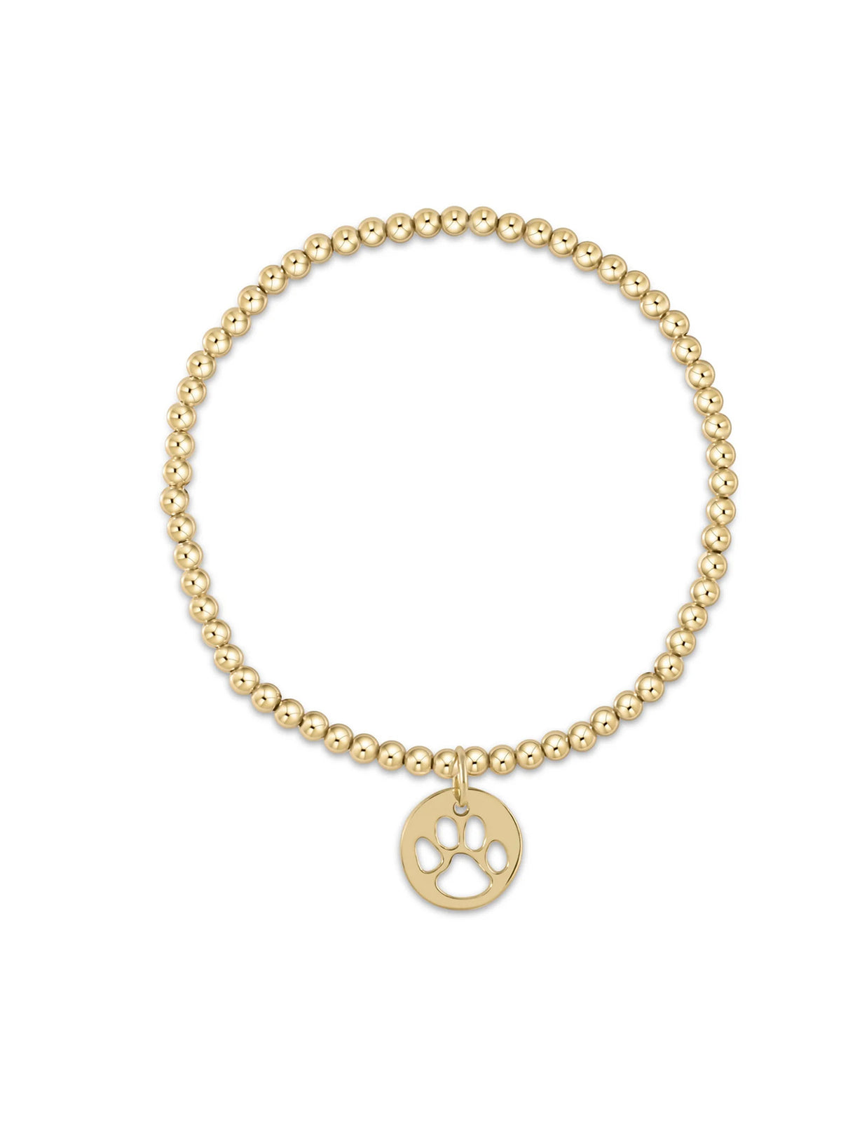 enewton Classic Gold 3mm Bead Bracelet - Paw Print Gold Disc