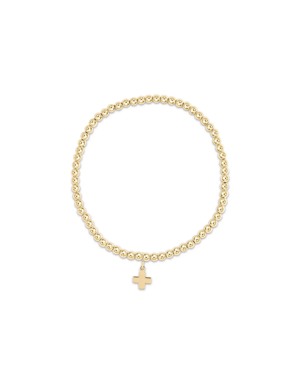 enewton Classic Gold 3mm Bead Bracelet Signature Cross Gold Charm 14k Gold-Filled